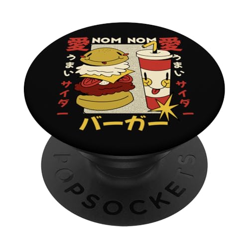 NOM NOM Kawaii Burger Japanisches Essen Anime Vintage Cartoon PopSockets Klebender PopGrip NOM NOM Kawaii Burger Japanisches Essen Anime Vintage Cartoon PopSockets Klebender PopGrip von Retro Kawaii Japanese Burger Anime Retro Comic