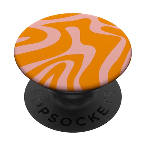 Rosa und Orange Liquid Swirl Abstraktes ästhetisches Muster PopSockets Klebender PopGrip von Retro Liquid Swirl Abstract Aesthetic Designs