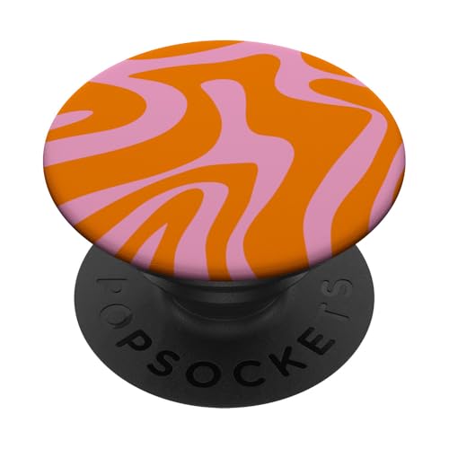 Rosa und Orange Liquid Swirl Abstraktes ästhetisches Muster PopSockets Klebender PopGrip von Retro Liquid Swirl Abstract Aesthetic Designs