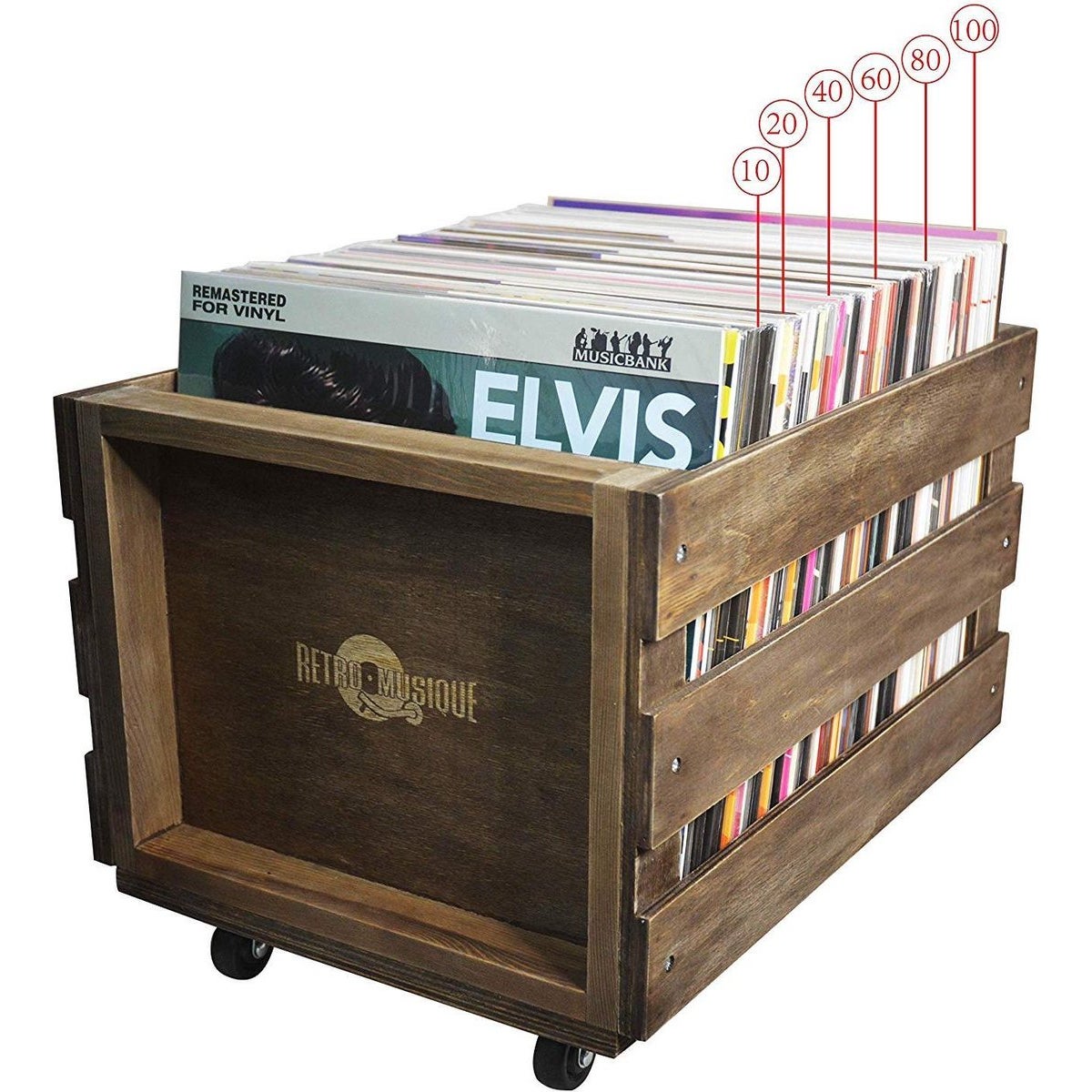 Retro Musique KXRM 25 Wooden Record Crate for 100 Records Retro Musique KXRM 25 Wooden Record Crate for 100 Records von Retro Musique