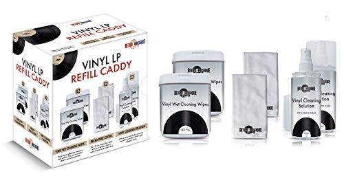 Retro Musique Vinyl LP Reinigungs-Caddy, bestehend aus 2 x 150 ml Reinigungslösung, 2 x 60 Feuchttücher & 2 x 30 cm Mikrofasertücher ( für Retro Musique LP Reinigungssets) von Retro Musique