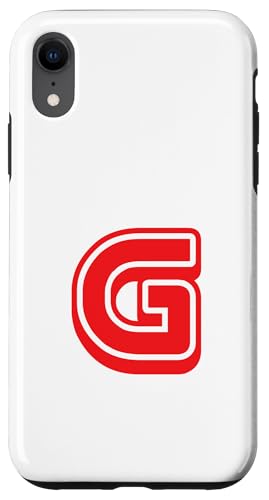 Buchstabe "G", Retro-Design, Rot Hülle für iPhone XR von Retro Outline Letter Tees