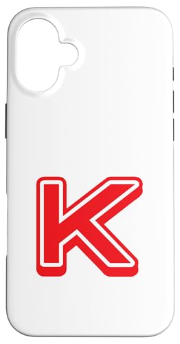 Buchstabe "K", Retro-Design, Rot Hülle für iPhone 16 Plus von Retro Outline Letter Tees