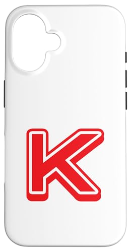 Buchstabe "K", Retro-Design, Rot Hülle für iPhone 16 von Retro Outline Letter Tees