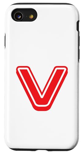 Buchstabe "V", Retro-Design, Rot Hülle für iPhone SE (2020) / 7 / 8 von Retro Outline Letter Tees