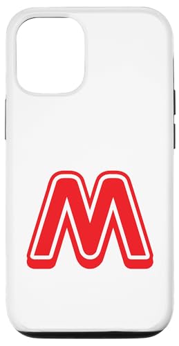 Retro Buchstabe rot – M – Umriss-Design – Alphabet Hülle für iPhone 12/12 Pro von Retro Outline Letter Tees