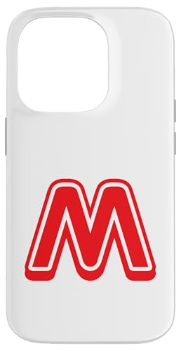 Retro Buchstabe rot – M – Umriss-Design – Alphabet Hülle für iPhone 14 Pro von Retro Outline Letter Tees