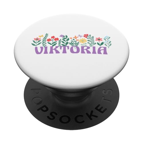 Wildblume Floral VIKTORIA Vorname Muttertag Damen PopSockets mit austauschbarem PopGrip Wildblume Floral VIKTORIA Vorname Muttertag Damen PopSockets mit austauschbarem PopGrip von Retro Personalized Girl Name Tees