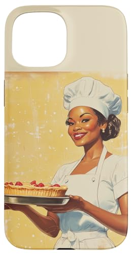 Pinup-Poster, Motiv: Mädchen hält einen Kuchen, Retro-Bäcker Hülle für iPhone 15 von Retro Pinup Chef Art For Food Lovers DonaOnca