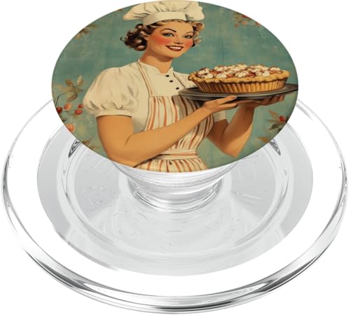Pinup-Poster, Motiv: Mädchen hält einen Kuchen, Retro-Bäcker PopSockets PopGrip für MagSafe Pinup-Poster, Motiv: Mädchen hält einen Kuchen, Retro-Bäcker PopSockets PopGrip für MagSafe von Retro Pinup Chef Art For Food Lovers DonaOnca