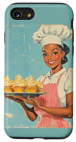 Pinup-Poster, Motiv: Mädchen mit Cupcakes, Retro-Bäcker Hülle für iPhone SE (2020) / 7 / 8 von Retro Pinup Chef Art For Food Lovers DonaOnca