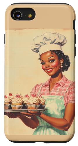 Pinup-Poster, Motiv: Mädchen mit Cupcakes, Retro-Bäcker Hülle für iPhone SE (2020) / 7 / 8 von Retro Pinup Chef Art For Food Lovers DonaOnca