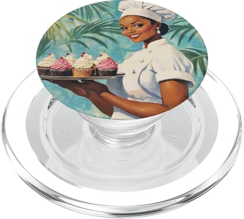Pinup-Poster, Motiv: Mädchen mit Cupcakes, Retro-Bäcker PopSockets PopGrip für MagSafe von Retro Pinup Chef Art For Food Lovers DonaOnca