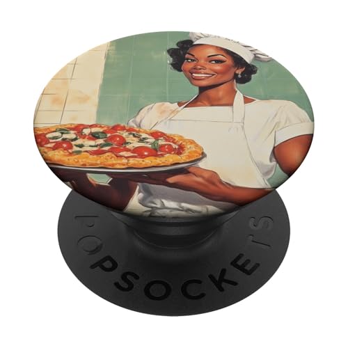 Pinup-Poster, Motiv: Mädchen mit Pizza, Retro-Koch PopSockets Klebender PopGrip Pinup-Poster, Motiv: Mädchen mit Pizza, Retro-Koch PopSockets Klebender PopGrip von Retro Pinup Chef Art For Food Lovers DonaOnca