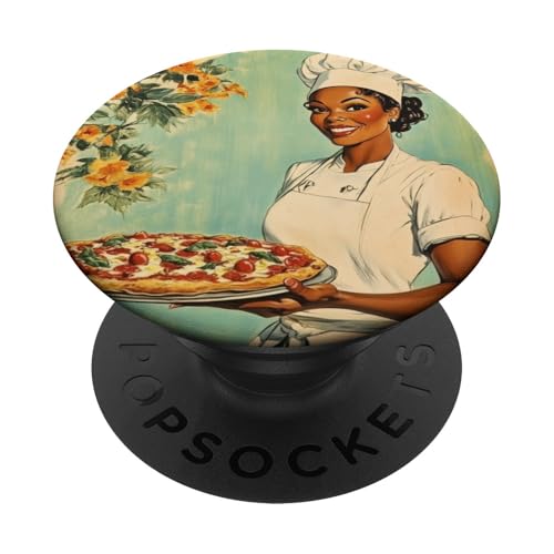 Pinup-Poster, Motiv: Mädchen mit Pizza, Retro-Koch PopSockets Klebender PopGrip Pinup-Poster, Motiv: Mädchen mit Pizza, Retro-Koch PopSockets Klebender PopGrip von Retro Pinup Chef Art For Food Lovers DonaOnca