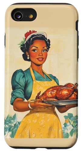Pinup-Poster, Motiv: Mädchen mit geröstetem Huhn, Retro-Koch Hülle für iPhone SE (2020) / 7 / 8 von Retro Pinup Chef Art For Food Lovers DonaOnca