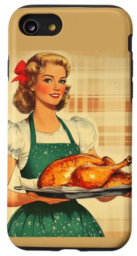 Pinup-Poster, Motiv: Mädchen mit geröstetem Huhn, Retro-Koch Hülle für iPhone SE (2020) / 7 / 8 von Retro Pinup Chef Art For Food Lovers DonaOnca