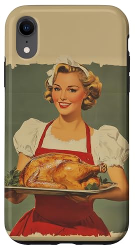 Pinup-Poster, Motiv: Mädchen mit geröstetem Huhn, Retro-Koch Hülle für iPhone XR von Retro Pinup Chef Art For Food Lovers DonaOnca
