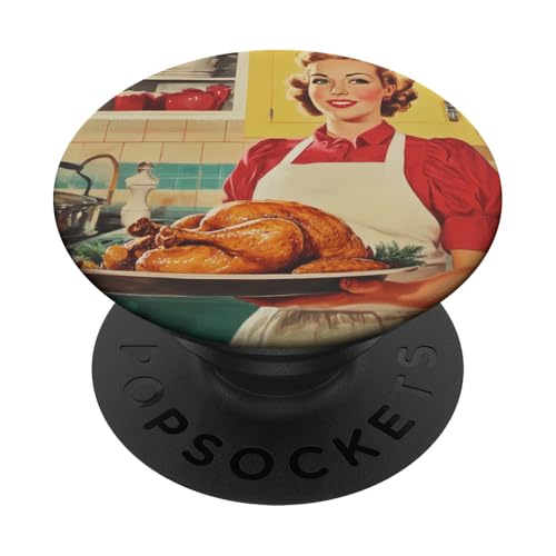 Pinup-Poster, Motiv: Mädchen mit geröstetem Huhn, Retro-Koch PopSockets Klebender PopGrip Pinup-Poster, Motiv: Mädchen mit geröstetem Huhn, Retro-Koch PopSockets Klebender PopGrip von Retro Pinup Chef Art For Food Lovers DonaOnca