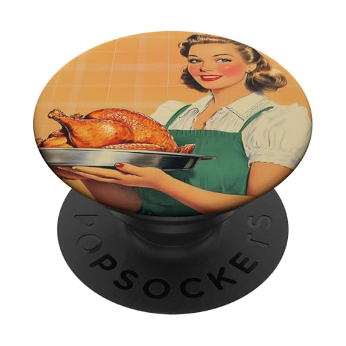 Pinup-Poster, Motiv: Mädchen mit geröstetem Huhn, Retro-Koch PopSockets Klebender PopGrip Pinup-Poster, Motiv: Mädchen mit geröstetem Huhn, Retro-Koch PopSockets Klebender PopGrip von Retro Pinup Chef Art For Food Lovers DonaOnca