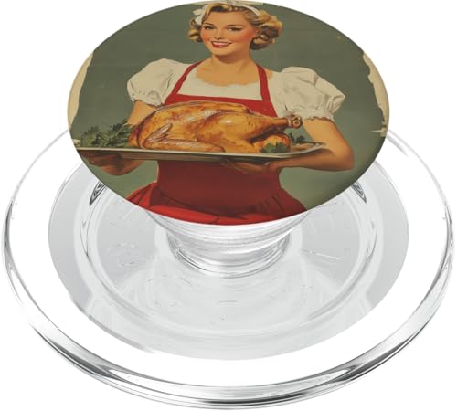 Pinup-Poster, Motiv: Mädchen mit geröstetem Huhn, Retro-Koch PopSockets PopGrip für MagSafe Pinup-Poster, Motiv: Mädchen mit geröstetem Huhn, Retro-Koch PopSockets PopGrip für MagSafe von Retro Pinup Chef Art For Food Lovers DonaOnca