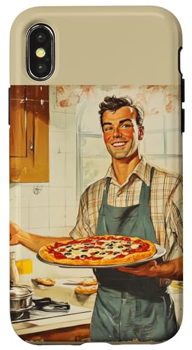 Pinup-Poster, Motiv: Mann hält eine Pizza, Retro-Koch Hülle für iPhone X/XS Pinup-Poster, Motiv: Mann hält eine Pizza, Retro-Koch Hülle für iPhone X/XS von Retro Pinup Chef Art For Food Lovers DonaOnca