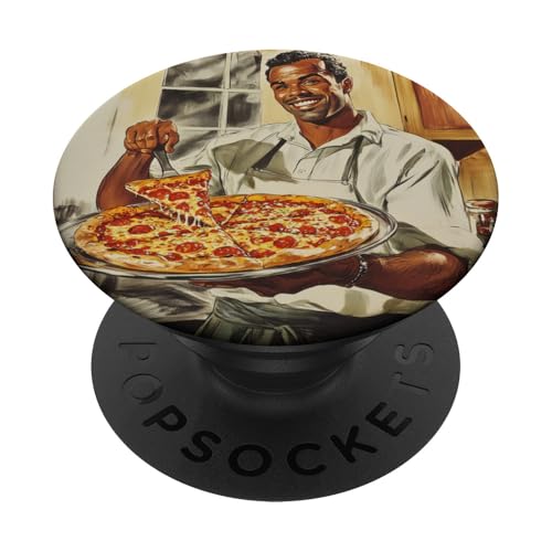 Pinup-Poster, Motiv: Mann hält eine Pizza, Retro-Koch PopSockets Klebender PopGrip Pinup-Poster, Motiv: Mann hält eine Pizza, Retro-Koch PopSockets Klebender PopGrip von Retro Pinup Chef Art For Food Lovers DonaOnca