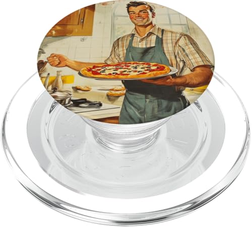 Pinup-Poster, Motiv: Mann hält eine Pizza, Retro-Koch PopSockets PopGrip für MagSafe Pinup-Poster, Motiv: Mann hält eine Pizza, Retro-Koch PopSockets PopGrip für MagSafe von Retro Pinup Chef Art For Food Lovers DonaOnca