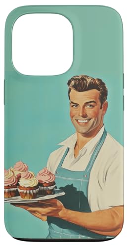 Pinup-Poster, Motiv: Mann mit Cupcakes, Retro-Bäcker Hülle für iPhone 13 Pro von Retro Pinup Chef Art For Food Lovers DonaOnca