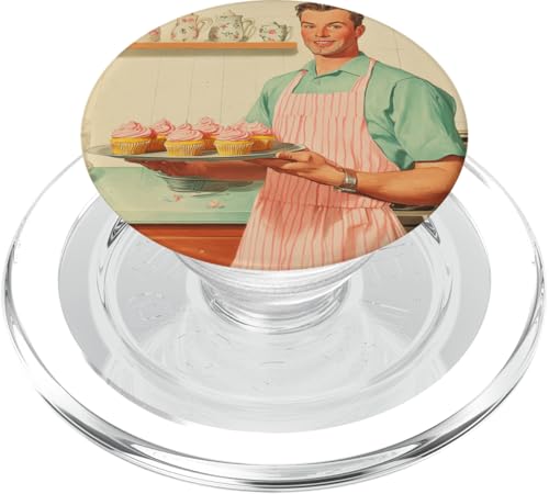 Pinup-Poster, Motiv: Mann mit Cupcakes, Retro-Bäcker PopSockets PopGrip für MagSafe Pinup-Poster, Motiv: Mann mit Cupcakes, Retro-Bäcker PopSockets PopGrip für MagSafe von Retro Pinup Chef Art For Food Lovers DonaOnca