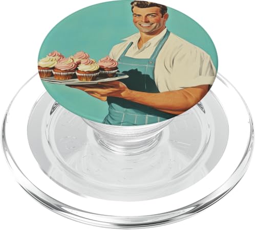 Pinup-Poster, Motiv: Mann mit Cupcakes, Retro-Bäcker PopSockets PopGrip für MagSafe Pinup-Poster, Motiv: Mann mit Cupcakes, Retro-Bäcker PopSockets PopGrip für MagSafe von Retro Pinup Chef Art For Food Lovers DonaOnca