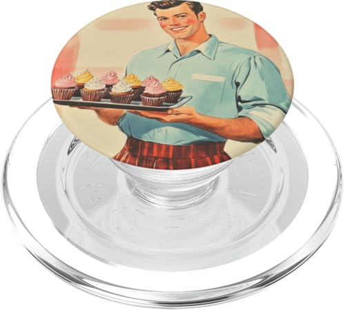 Pinup-Poster, Motiv: Mann mit Cupcakes, Retro-Bäcker PopSockets PopGrip für MagSafe Pinup-Poster, Motiv: Mann mit Cupcakes, Retro-Bäcker PopSockets PopGrip für MagSafe von Retro Pinup Chef Art For Food Lovers DonaOnca