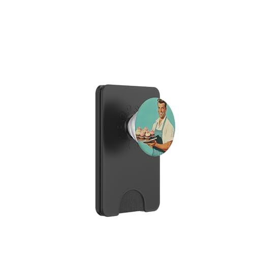 Pinup-Poster, Motiv: Mann mit Cupcakes, Retro-Bäcker PopSockets PopWallet für MagSafe Pinup-Poster, Motiv: Mann mit Cupcakes, Retro-Bäcker PopSockets PopWallet für MagSafe von Retro Pinup Chef Art For Food Lovers DonaOnca