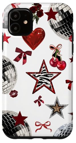 Retro Red Star & Bow Coquette Discokugel Y2K Cherry Kiss Hülle für iPhone 11 Retro Red Star & Bow Coquette Discokugel Y2K Cherry Kiss Hülle für iPhone 11 von Retro Red Star & Bow Coquette Disco Ball Y2K