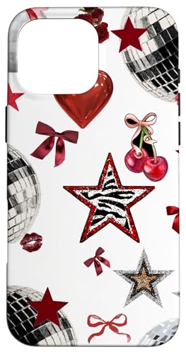 Retro Red Star & Bow Coquette Discokugel Y2K Cherry Kiss Hülle für iPhone 16 Pro Max Retro Red Star & Bow Coquette Discokugel Y2K Cherry Kiss Hülle für iPhone 16 Pro Max von Retro Red Star & Bow Coquette Disco Ball Y2K