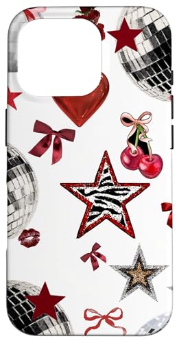 Retro Red Star & Bow Coquette Discokugel Y2K Cherry Kiss Hülle für iPhone 16 Pro Retro Red Star & Bow Coquette Discokugel Y2K Cherry Kiss Hülle für iPhone 16 Pro von Retro Red Star & Bow Coquette Disco Ball Y2K