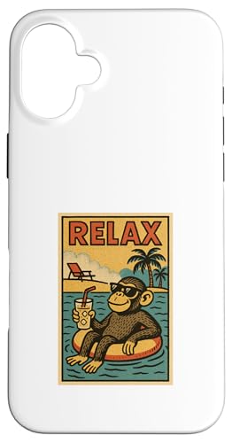 Affe entspannend niedlich Tier Vintage Relax Print Retro Hülle für iPhone 16 Plus Affe entspannend niedlich Tier Vintage Relax Print Retro Hülle für iPhone 16 Plus von Retro Relax Prints