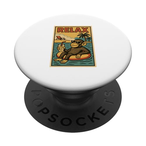Affe entspannend niedlich Tier Vintage Relax Print Retro PopSockets Klebender PopGrip Affe entspannend niedlich Tier Vintage Relax Print Retro PopSockets Klebender PopGrip von Retro Relax Prints