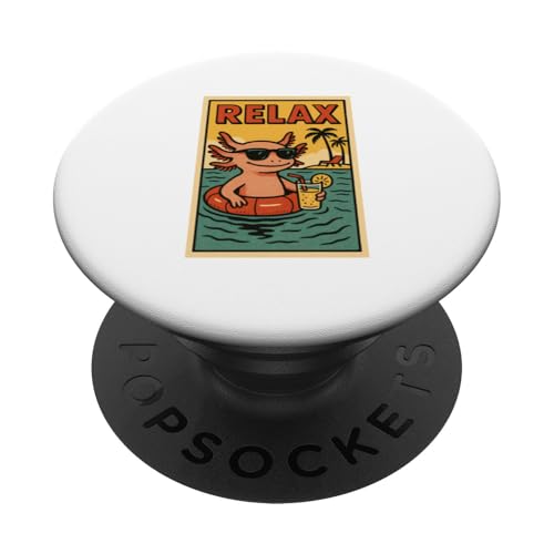Axolotl Entspannendes süßes Tier im Vintage-Look Axolotl Relax Retro PopSockets Klebender PopGrip Axolotl Entspannendes süßes Tier im Vintage-Look Axolotl Relax Retro PopSockets Klebender PopGrip von Retro Relax Prints