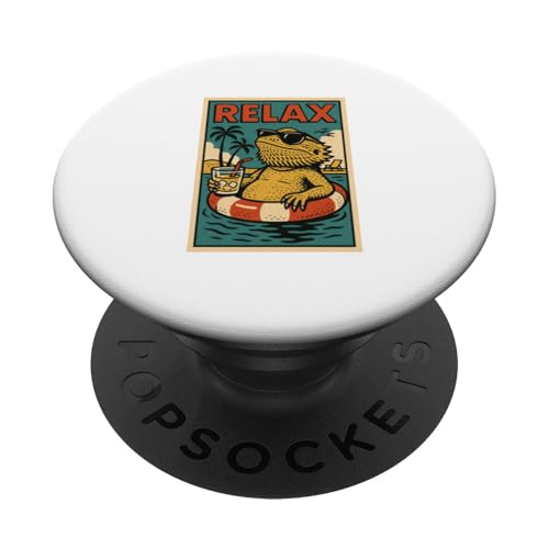 Bartdrache Relaxing Animal Vintage Relax Print Retro PopSockets Klebender PopGrip Bartdrache Relaxing Animal Vintage Relax Print Retro PopSockets Klebender PopGrip von Retro Relax Prints