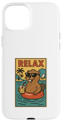 Biber entspannend niedlich Tier Vintage Relax Biber Print Retro Hülle für iPhone 15 Plus Biber entspannend niedlich Tier Vintage Relax Biber Print Retro Hülle für iPhone 15 Plus von Retro Relax Prints