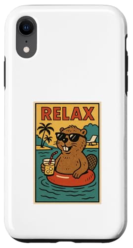 Biber entspannend niedlich Tier Vintage Relax Biber Print Retro Hülle für iPhone XR Biber entspannend niedlich Tier Vintage Relax Biber Print Retro Hülle für iPhone XR von Retro Relax Prints