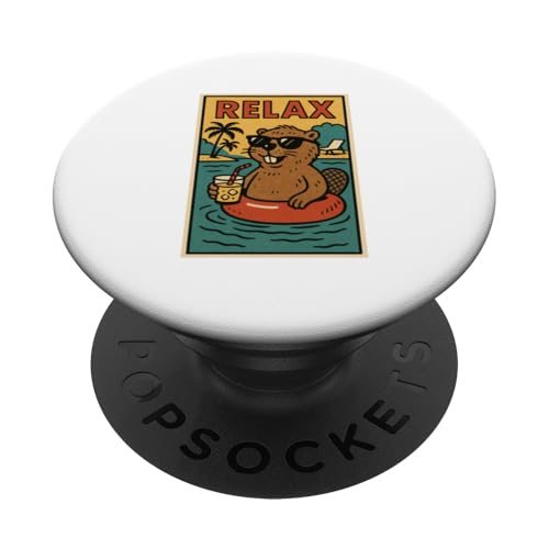 Biber entspannend niedlich Tier Vintage Relax Biber Print Retro PopSockets Klebender PopGrip Biber entspannend niedlich Tier Vintage Relax Biber Print Retro PopSockets Klebender PopGrip von Retro Relax Prints