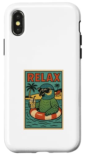 Blauer Sittich, entspannend, niedlicher Vogel, Vintage, Relax, Retro Hülle für iPhone X/XS Blauer Sittich, entspannend, niedlicher Vogel, Vintage, Relax, Retro Hülle für iPhone X/XS von Retro Relax Prints
