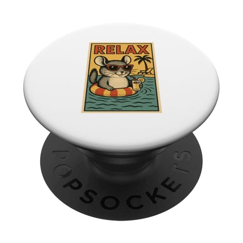 Chinchilla, entspannend, niedliches Tier, Vintage-Relaxdruck, Retro-Design PopSockets Klebender PopGrip Chinchilla, entspannend, niedliches Tier, Vintage-Relaxdruck, Retro-Design PopSockets Klebender PopGrip von Retro Relax Prints