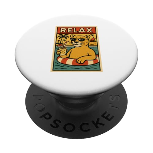 Cougar Relax-Print, niedliches Tier, Retro-Design, Vintage-Stil PopSockets Klebender PopGrip Cougar Relax-Print, niedliches Tier, Retro-Design, Vintage-Stil PopSockets Klebender PopGrip von Retro Relax Prints