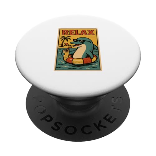 Delphin Relaxing Cute Animal Vintage Relax Print Retro PopSockets Klebender PopGrip Delphin Relaxing Cute Animal Vintage Relax Print Retro PopSockets Klebender PopGrip von Retro Relax Prints