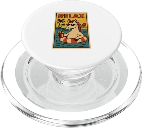 Einhorn Relaxing Pool Niedliches Tier Vintage Relax Print Retro PopSockets PopGrip für MagSafe Einhorn Relaxing Pool Niedliches Tier Vintage Relax Print Retro PopSockets PopGrip für MagSafe von Retro Relax Prints