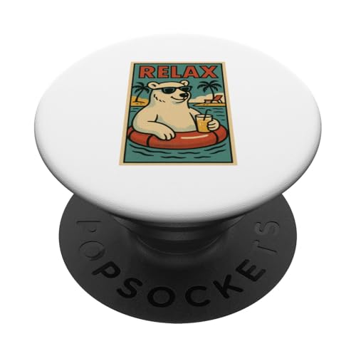 Eisbär Relax Cute Animal Vintage Relaxing Print Retro PopSockets Klebender PopGrip Eisbär Relax Cute Animal Vintage Relaxing Print Retro PopSockets Klebender PopGrip von Retro Relax Prints