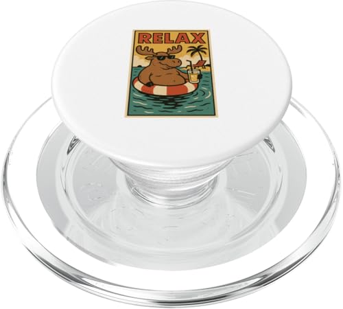 Elch, entspannend, niedlich, Tier, Vintage, Relax-Druck, Retro PopSockets PopGrip für MagSafe Elch, entspannend, niedlich, Tier, Vintage, Relax-Druck, Retro PopSockets PopGrip für MagSafe von Retro Relax Prints